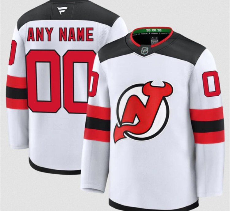 Mens Custom New Jersey Devils Jersey Name Number 2025 Away White