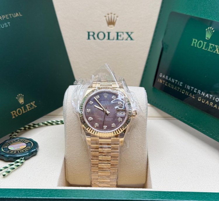 Rolex Datejust 31 New 2025 Tahitian Mother Of Pearl Diamond Dial Yellow Gold President