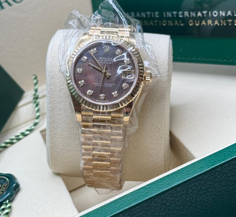 Rolex Datejust 31 New 2025 Tahitian Mother Of Pearl Diamond Dial Yellow Gold President