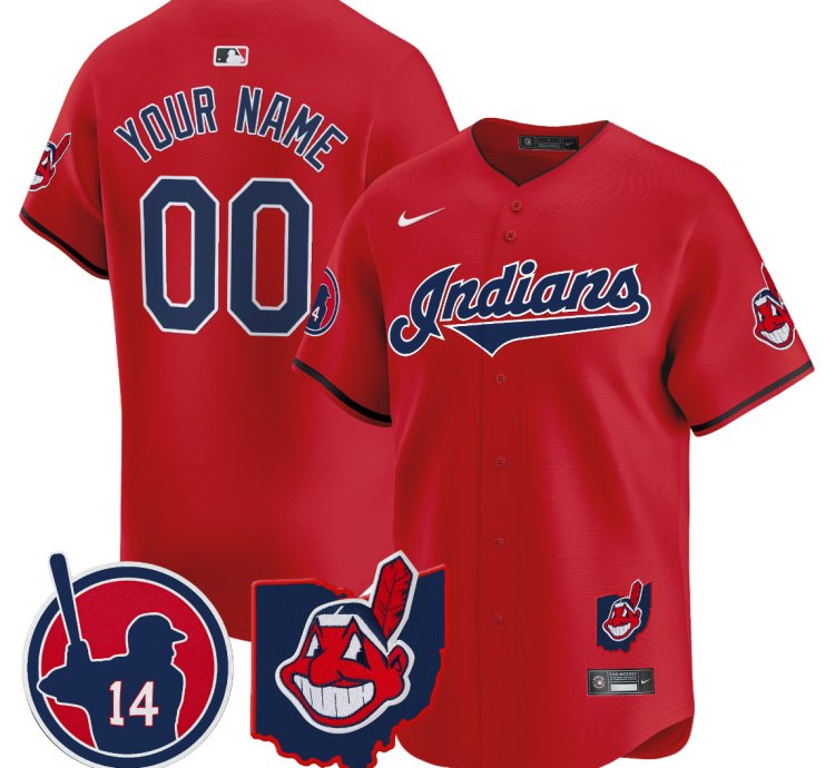 Custom Cleveland Indians Jersey Larry Doby Patch Vapor Premier Limited Stitched Red