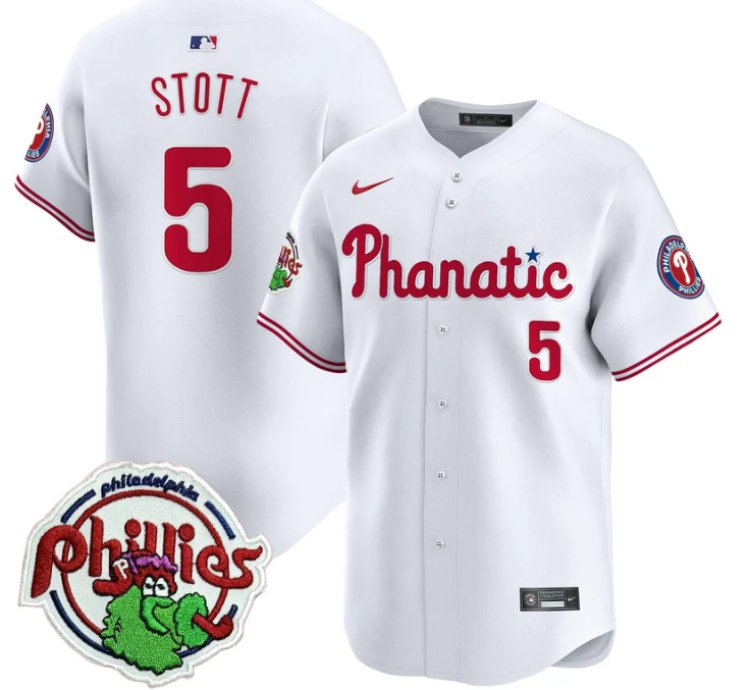 Bryson Stott Jersey 5 Phillies Phanatic Patch Vapor Premier Limited Stitched White