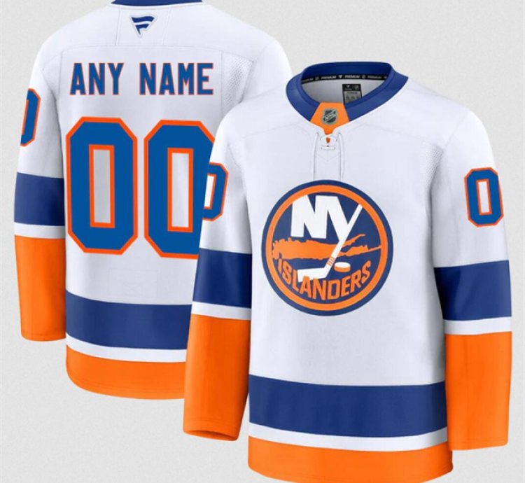 Mens Custom New York Islanders Jersey Name Number 2025 Away White