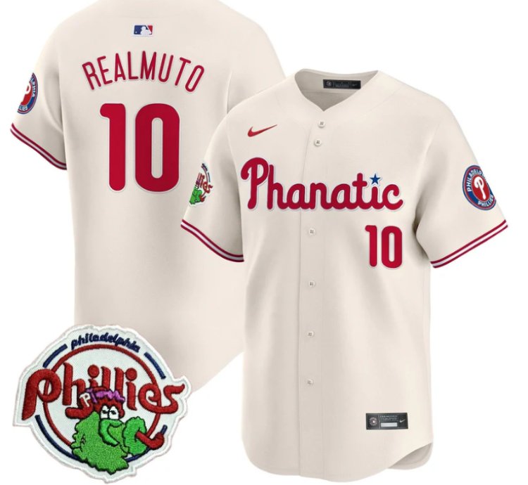 Jtrealmuto Jersey 10 Phillies Phanatic Patch Vapor Premier Limited Stitched Cream