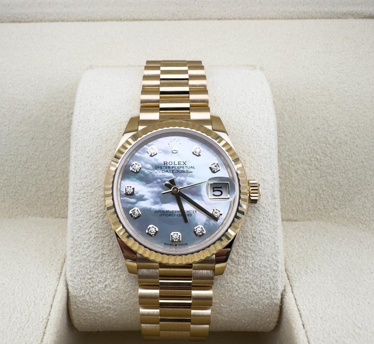 Rolex Datejust 31 New Rolex Datejust President 18k Yellow Gold Mop Diamond Dial 31mm Watch 278278