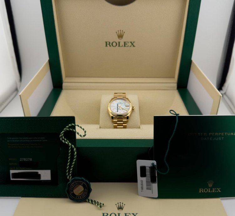Rolex Datejust 31 New Rolex Datejust President 18k Yellow Gold Mop Diamond Dial 31mm Watch 278278