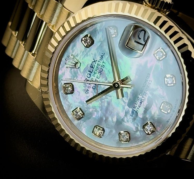 Rolex Datejust 31 New Rolex Datejust President 18k Yellow Gold Mop Diamond Dial 31mm Watch 278278