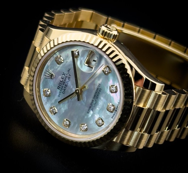 Rolex Datejust 31 New Rolex Datejust President 18k Yellow Gold Mop Diamond Dial 31mm Watch 278278