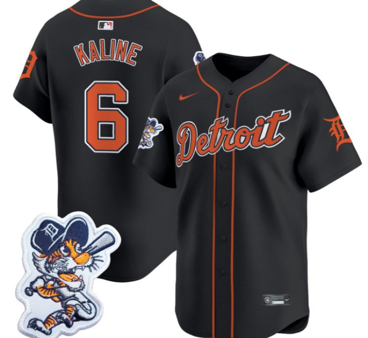 Al Kaline Jersey 6 Detroit Tigers Paws Patch Vapor Premier Limited Stitched Black