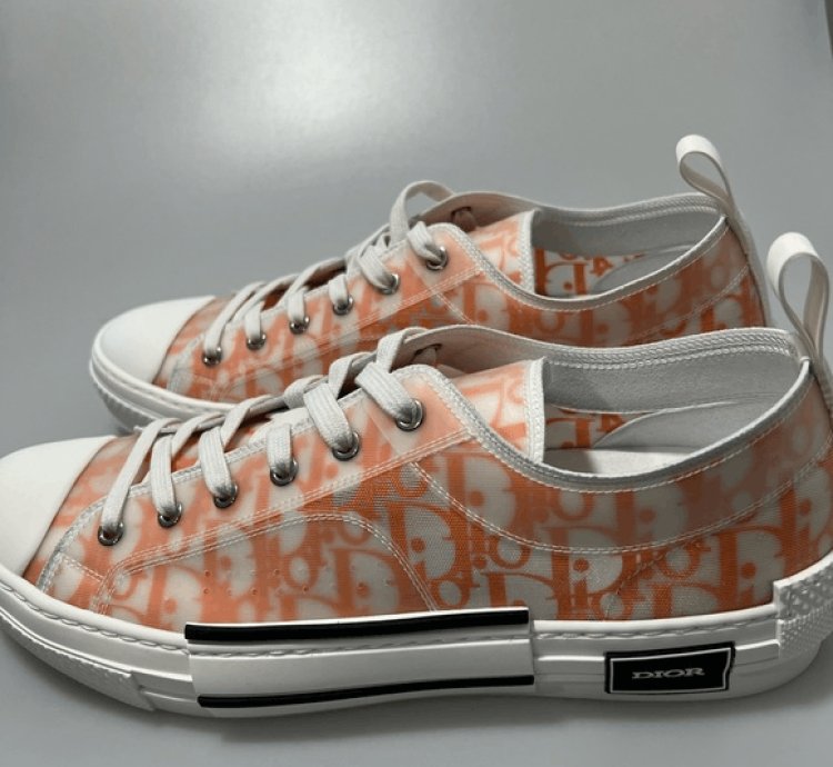 Dior B23 Low Orange Oblique Canvas Sneakers Men Eu 45 Us 1
