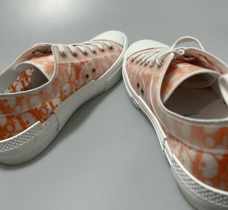 Dior B23 Low Orange Oblique Canvas Sneakers Men Eu 45 Us 1