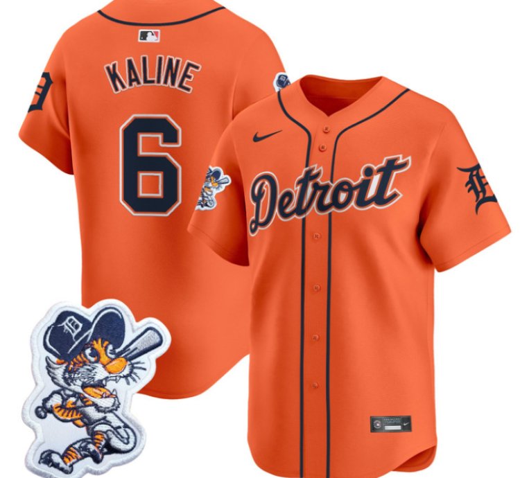 Al Kaline Jersey 6 Detroit Tigers Paws Patch Vapor Premier Limited Stitched Orange