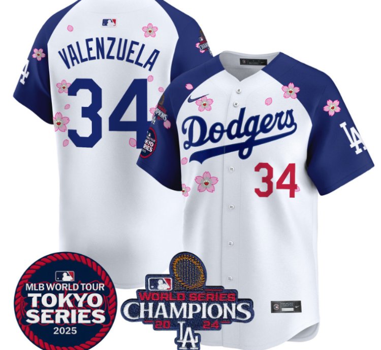 Fernando Valenzuela Jersey 34 Dodgers Tokyo Series 2025 World Series Champions Patch Alternate