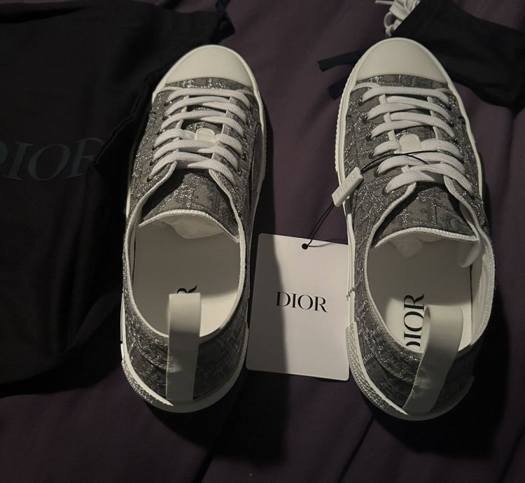 Dior B23 Low Top Jacquard Sneakers Grey Size 12