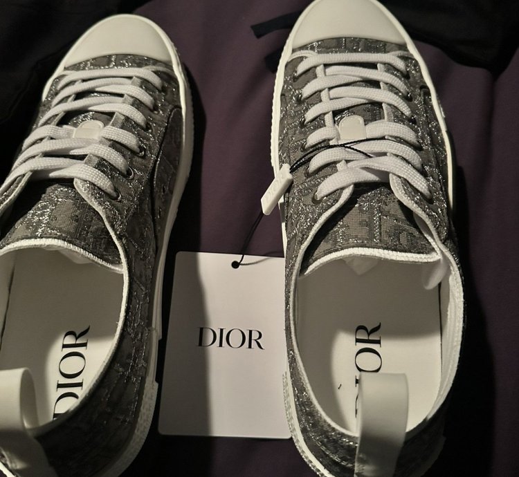 Dior B23 Low Top Jacquard Sneakers Grey Size 12