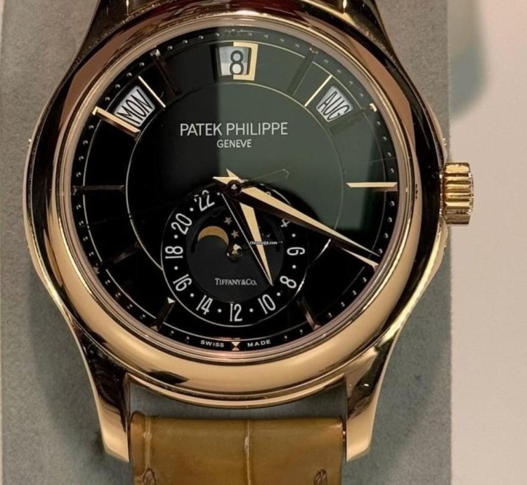 Patek Philippe Annual Calendar Rose Gold Annual Calendar Black Dial Tiffany Stamp Rare