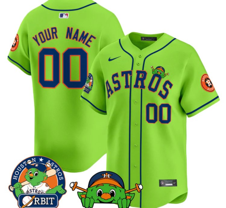 Custom Astros Jersey Name Number Orbit Patch Vapor Premier Limited V3 Stitched Green
