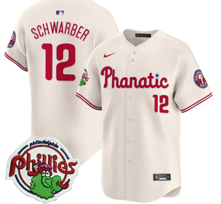 Kyle Schwarber Jersey 12 Phillies Phanatic Patch Vapor Premier Limited Stitched Cream