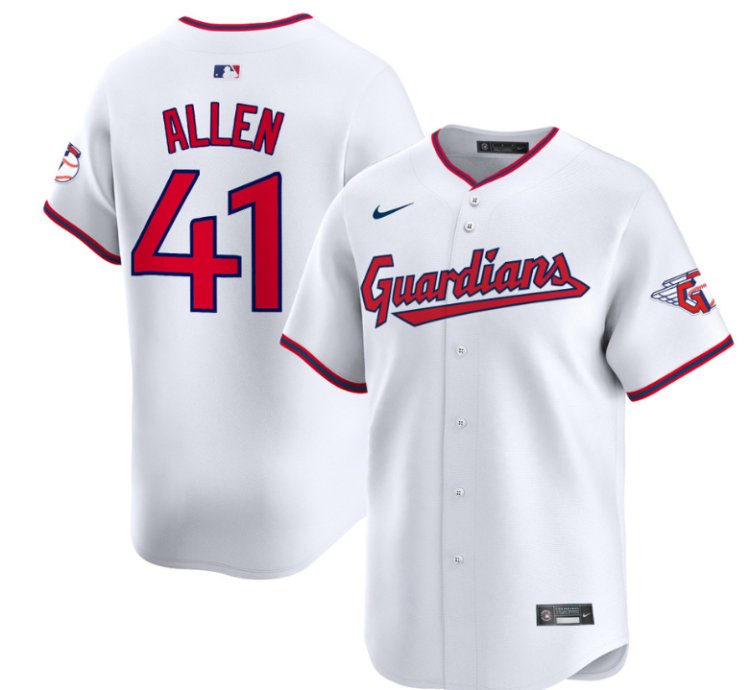 Logan Allen Jersey 41 Cleveland Guardians 2025 Vapor Premier Limited All Stitched White