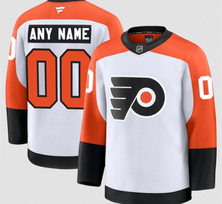 Mens Custom Philadelphia Flyers Jersey Name Number 2025 Away White