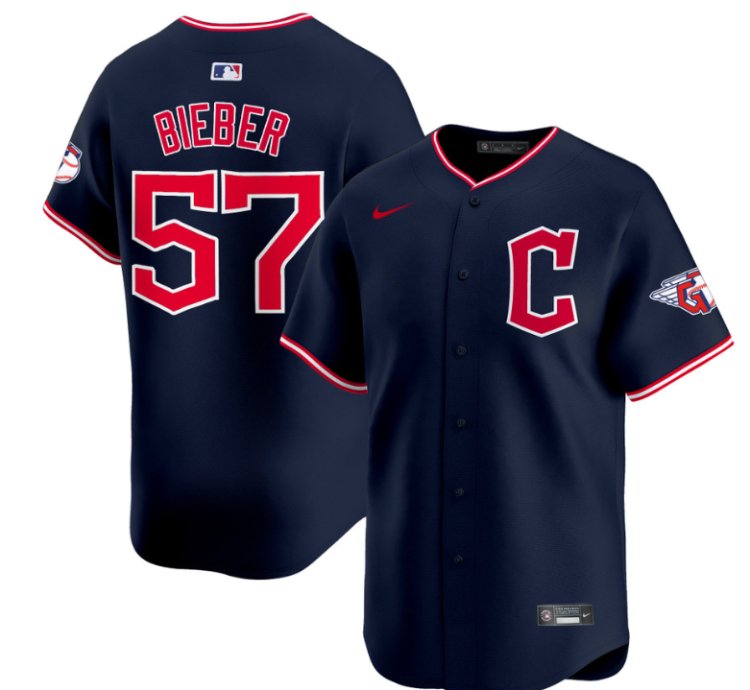 Shane Bieber Jersey 57 Cleveland Guardians 2025 Vapor Premier Limited All Stitched Navy