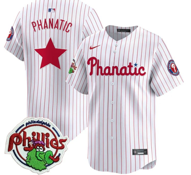 Phanatic Jersey Phillies Phanatic Patch Vapor Premier Limited Stitched White Pinstripe