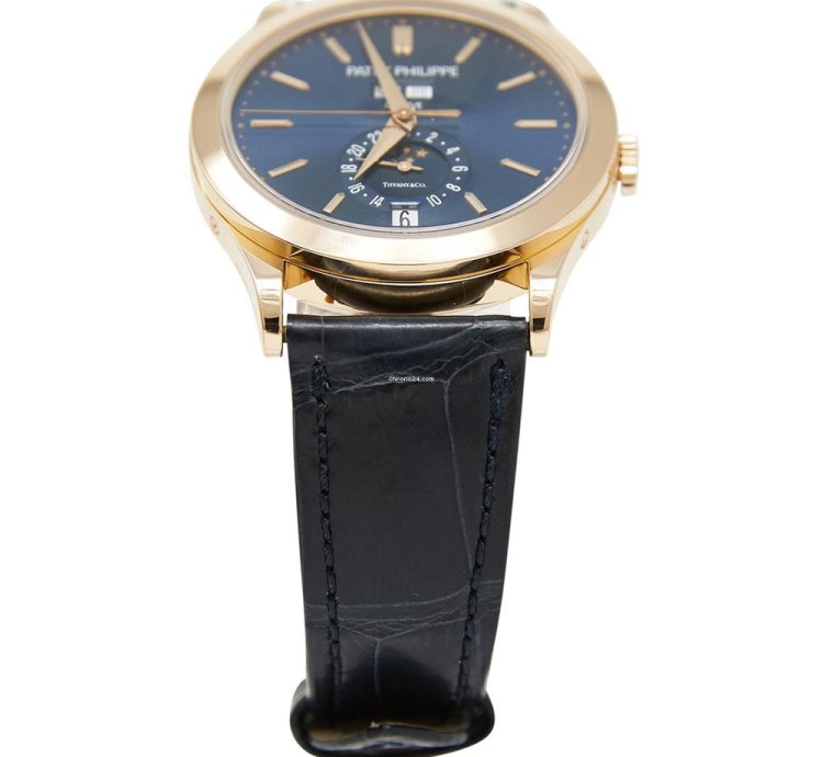 Patek Philippe Annual Calendar Tiffany Co Annual Calendar Rose Gold Blue Dial Full Set Tiffany Stamped Dial Papers