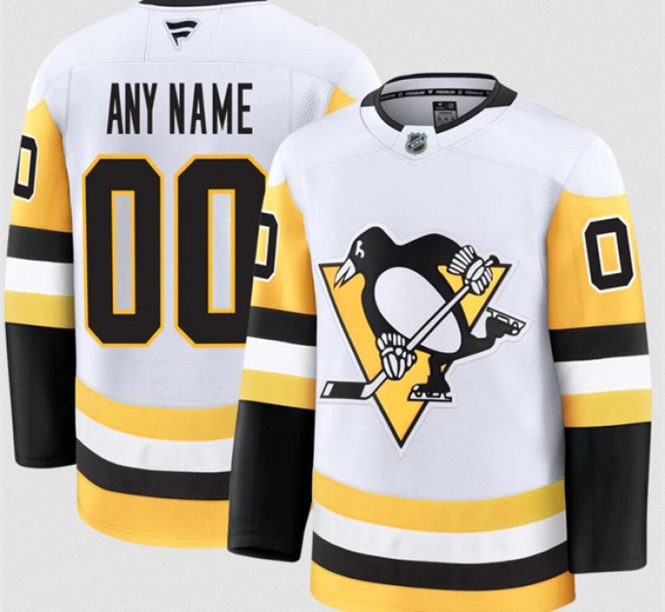 Mens Custom Pittsburgh Penguins Jersey Name Number 2025 Away White