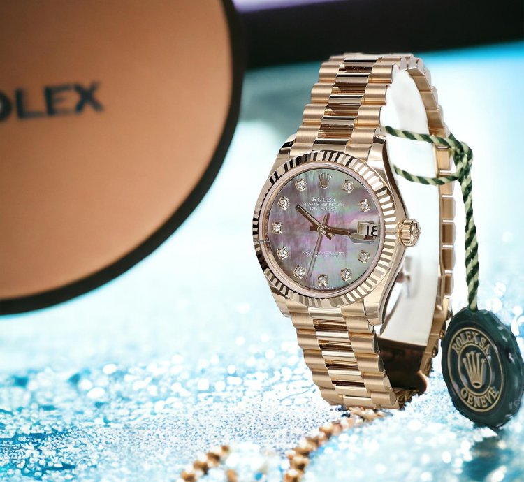Rolex Datejust 31 President Yellow Gold Black Pearl Diamonds 31 Mm