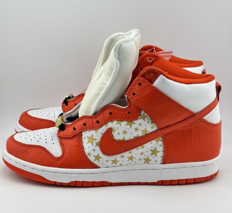 Ds 2003 Nike Dunk High Pro Sb Supreme Orange Stars Sz 10