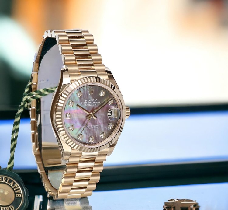 Rolex Datejust 31 President Yellow Gold Black Pearl Diamonds 31 Mm