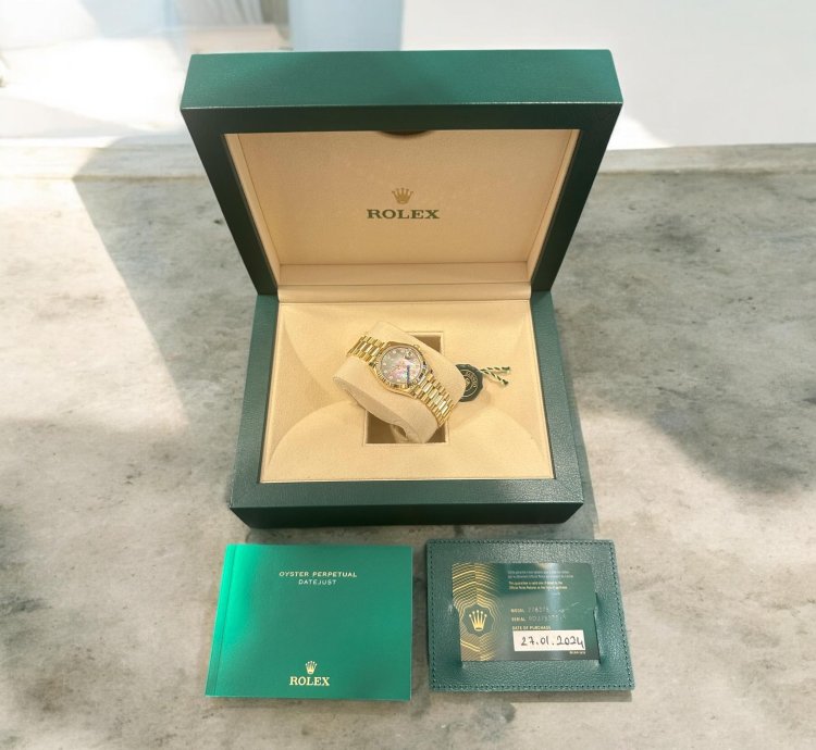 Rolex Datejust 31 President Yellow Gold Black Pearl Diamonds 31 Mm