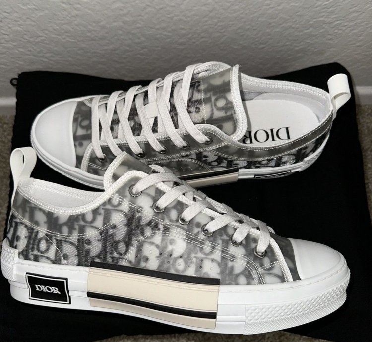 Dior B23 White And Black Oblique Canvas Low