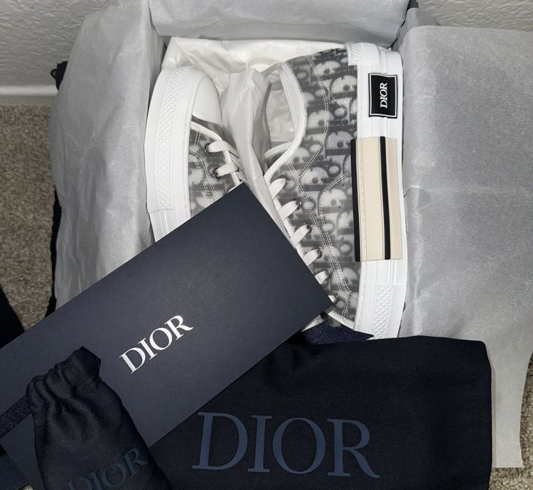 Dior B23 White And Black Oblique Canvas Low