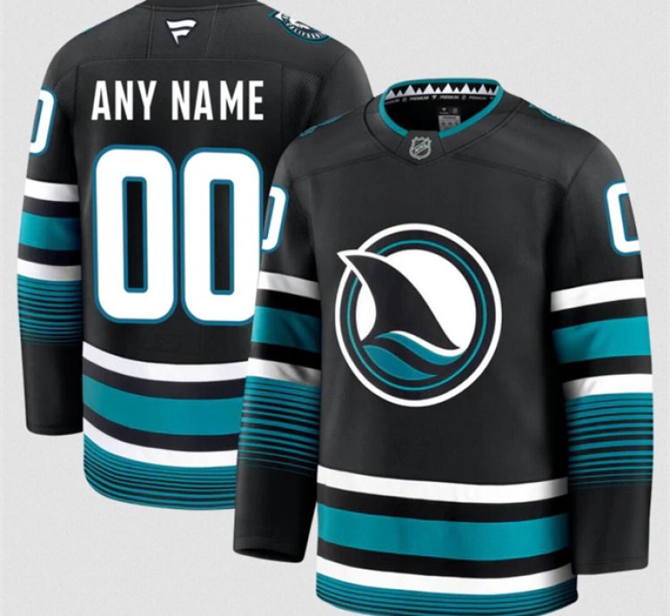 Mens Custom San Jose Sharks Jersey Name Number 2025 Alternate Black