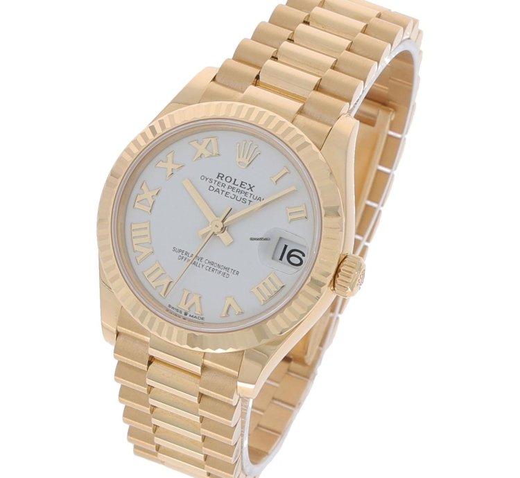 Rolex Datejust 31 Ref 278278 Gold 18k White Roman Dial Unworn Full Set 2022