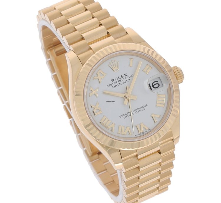 Rolex Datejust 31 Ref 278278 Gold 18k White Roman Dial Unworn Full Set 2022