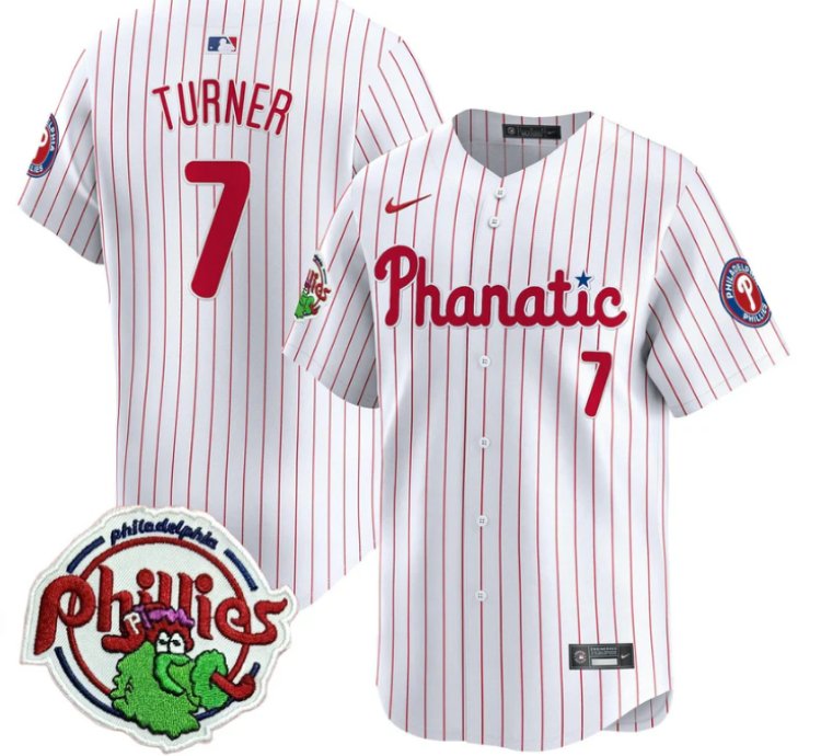 Trea Turner Jersey 7 Phillies Phanatic Patch Vapor Premier Limited Stitched White Pinstripe