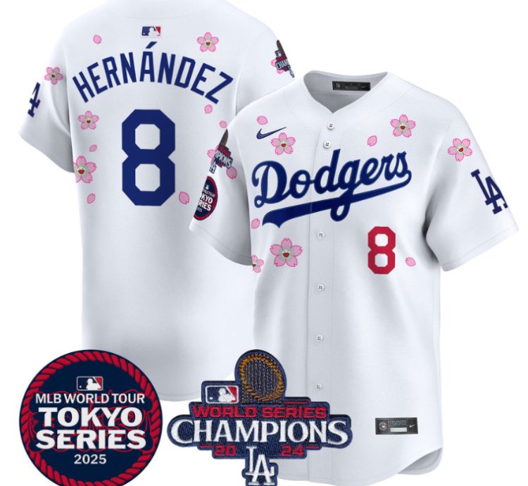 Kike Hernandez Jersey 8 Dodgers Tokyo Series 2025 World Series Champions Patch White