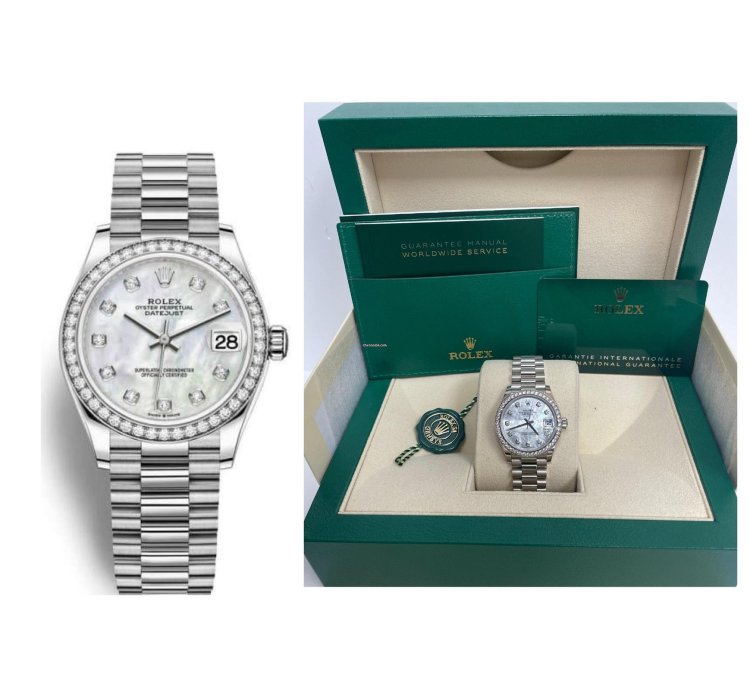 Rolex Datejust 31 White Gold Datejust 31 - Diamond Bezel - Mother-of-pearl Diamond Dial - President 278289