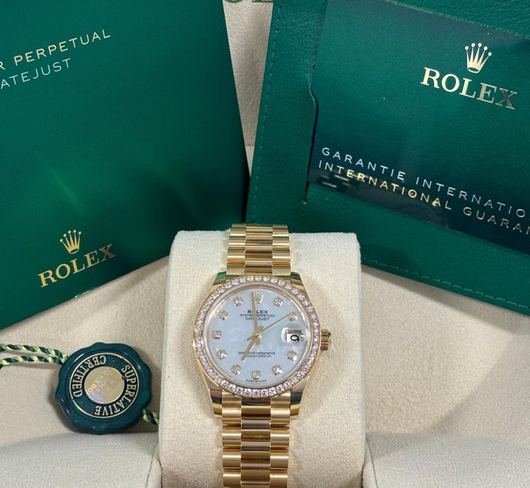 Rolex Datejust 31 Yellow Gold Diamond Set Mop Dial New 2024 Box And Papers