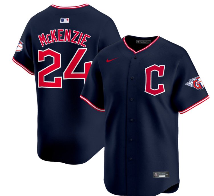 Triston Mckenzie Jersey 24 Cleveland Guardians 2025 Vapor Premier Limited All Stitched Navy