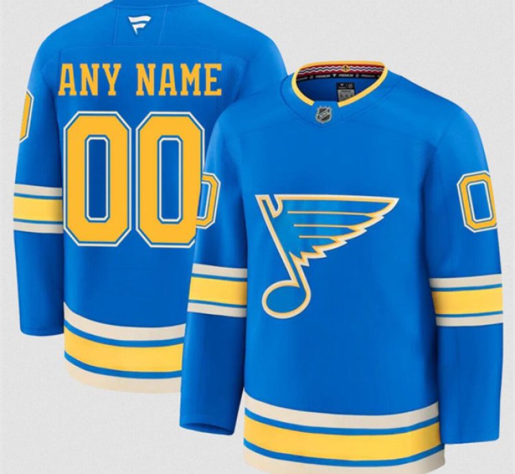 Mens Custom St Louis Blues Jersey Name Number 2025 Alternate Blue