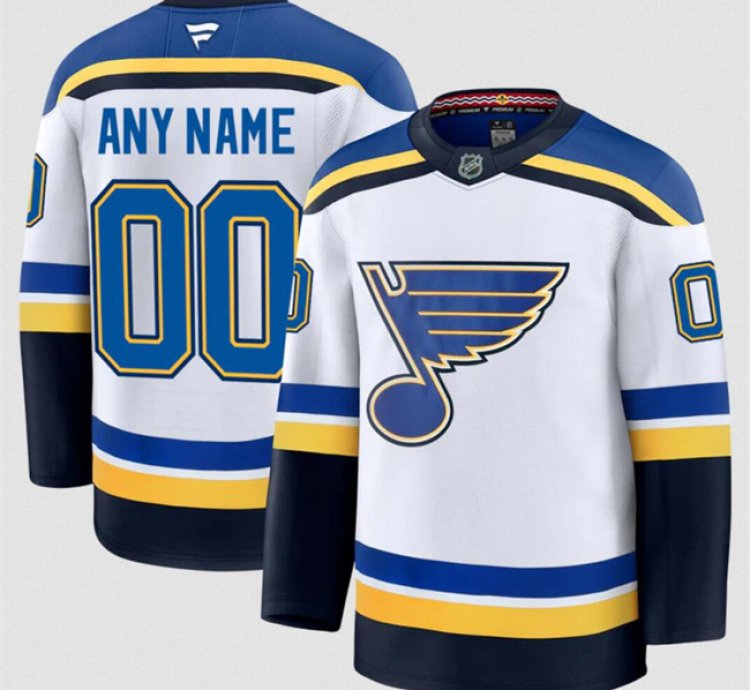 Mens Custom St Louis Blues Jersey Name Number 2025 Away White