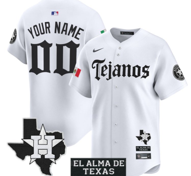 Custom Houston Astros Jersey Mexico Tejano Barrio Style Vapor Premier Limited Stitched White