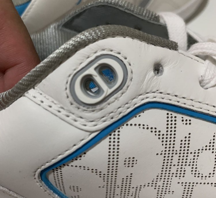Dior B27 Low Top Sneakers In White And Light Blue Sz 42