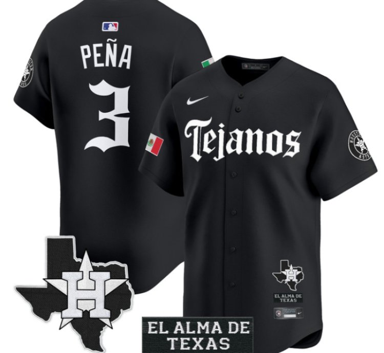 Jeremy Pena Jersey 3 Houston Astros Mexico Tejano Barrio Style Vapor Limited Stitched Black
