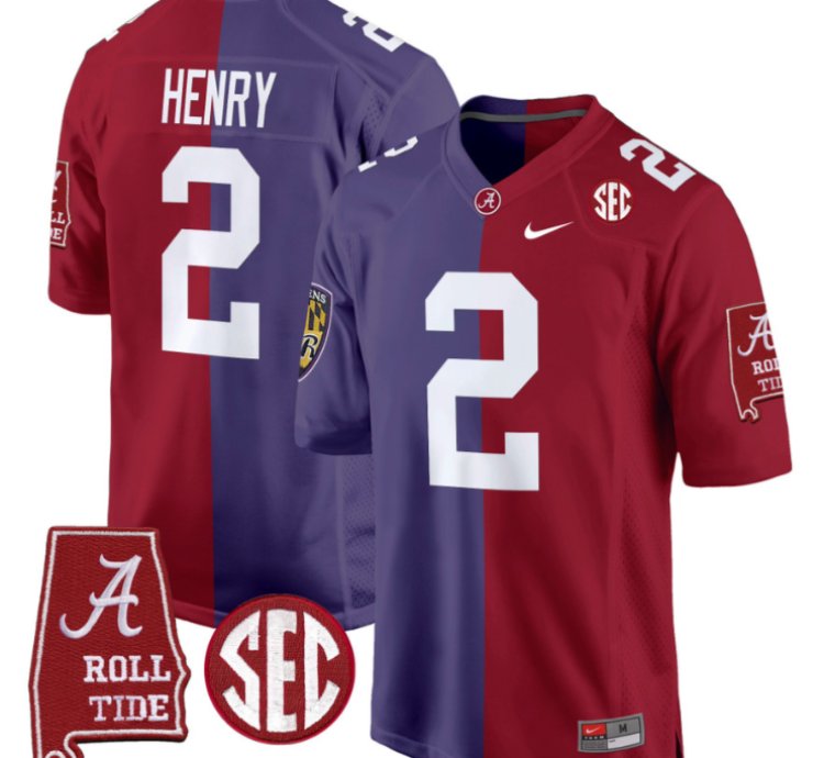 Derrick Henry Jersey Ravens 2 Alabama Crimson Tide Split Football Game Stitched