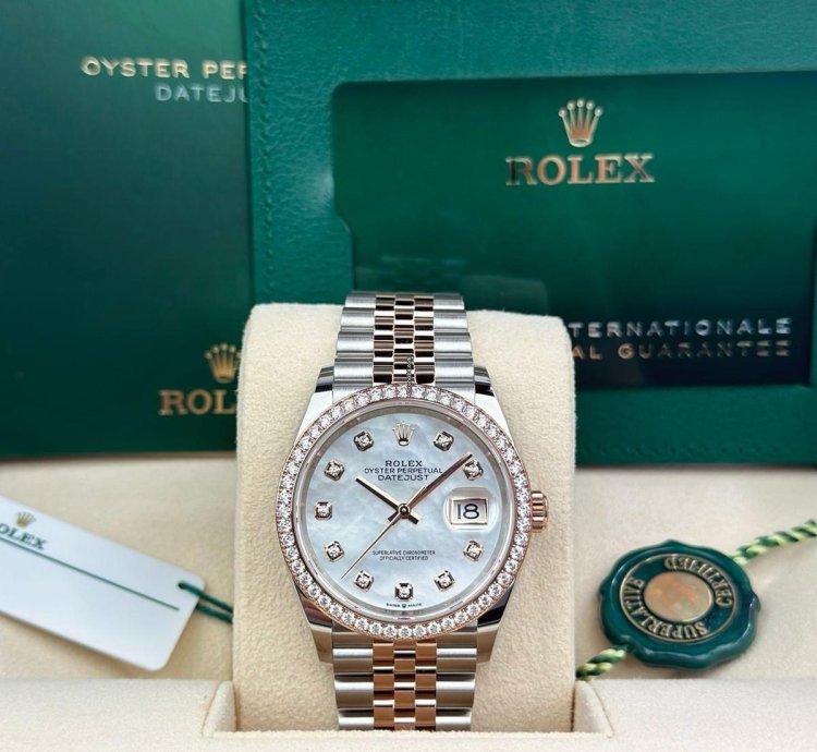 Rolex Datejust 36 126281 Datejust Steel Everose Gold Diamond Bezel White Mop Diamond Dial 36mm