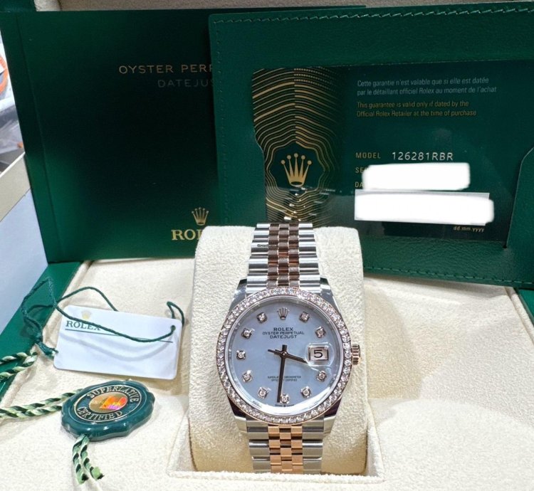 Rolex Datejust 36 126281 Datejust Steel Everose Gold Diamond Bezel White Mop Diamond Dial 36mm