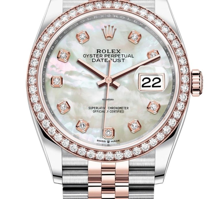 Rolex Datejust 36 126281 Datejust Steel Everose Gold Diamond Bezel White Mop Diamond Dial 36mm